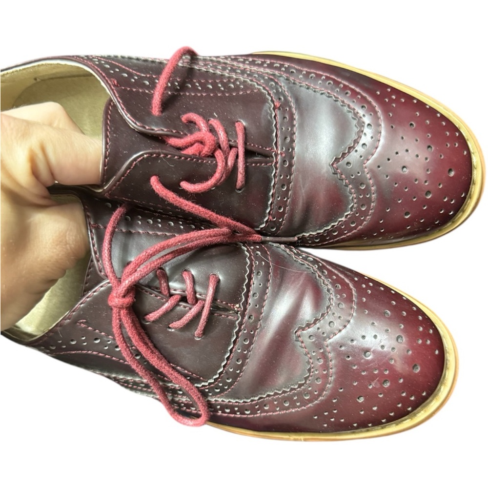 Burgundy Wingtip Brogues with Red Laces - Picture 2 of 5